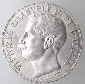 obverse: Vittorio Emanuele III. 1900-1943. 5 lire 1911 Cinquantenario. Ag. 