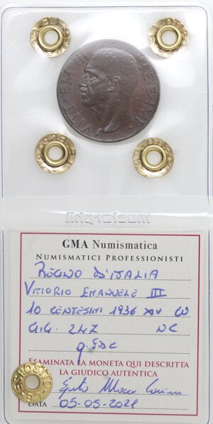 obverse: Vittorio Emanuele III. 1900-1943. 10 Centesimi 1936 XIV Impero. Ae.