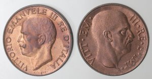 obverse: Vittorio Emanuele III. 1900-1943. Lotto di 2 monete. 5 Centesimi 1935 Spiga e 5 Centesimi 1938 Impero. Ae. 