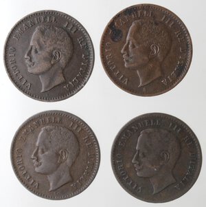 obverse: Vittorio Emanuele III. 1900-1943. Lotto di 4 monete. 2 Centesimi valore 1903 (3 pz) e 1906. Ae. 