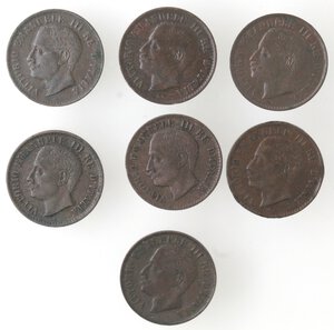 obverse: Vittorio Emanuele III. 1900-1943. Lotto di 7 monete. Centesimo valore 1903, 1904 (4 pz.), 1905 e 1908. Ae. 