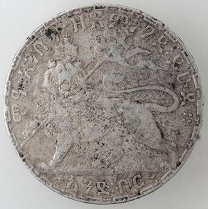 reverse: Etiopia, Menelik II. 1889-1913. Birr 1895. Ag. 