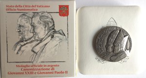 obverse: Medaglie. Roma. Francesco. 2013-Regnante. Medaglia 2014 per la canonizzazione di Papa Giovanni XXIII e Papa Giovanni Paolo II. Ag. 