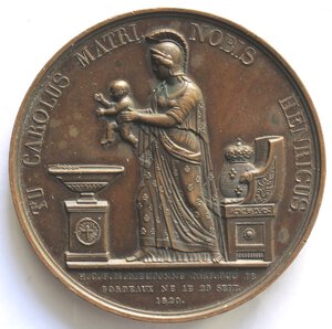 obverse: Medaglie. Francia. Medaglia 1820 per la nascita ed il battesimo del Duca di Bordeaux. Ae.