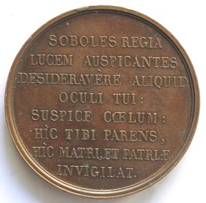 reverse: Medaglie. Francia. Medaglia 1820 per la nascita ed il battesimo del Duca di Bordeaux. Ae.