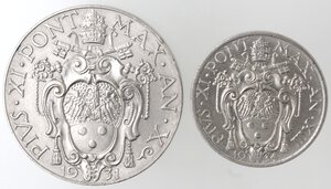 obverse: Vaticano. Pio XI. 1929-1938. Lotto di due monete. 2 Lire 1931 e 20 Centesimi 1934. Ni. 