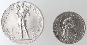 reverse: Vaticano. Pio XI. 1929-1938. Lotto di due monete. 2 Lire 1931 e 20 Centesimi 1934. Ni. 