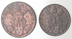 reverse: Vaticano. Pio XI. 1929-1938. Lotto di due monete. 10 Centesimi 1931 e 5 Centesimi 1931. Ae. 