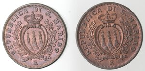 obverse: San Marino. Lotto di 2 monete. 10 Centesimi 1935 e 1938. Ae. 