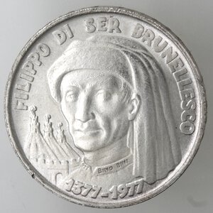 reverse: San Marino. 1000 lire 1977. VI anniversario nascita F. Brunelleschi. Ag. 