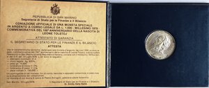 obverse: San Marino. 1000 lire 1978 150° Anniversario della nascita di Tolstoj. Ag. 