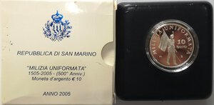 obverse: San Marino. 2005. 10 euro Milizia Uniformata. Ag. 