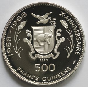 reverse: Guinea. 500 Franchi 1970. Ramses III. Ag 999. 