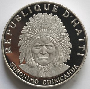 obverse: Haiti. Repubblica. 10 Gourdes 1971. Capo Chiricahua  Geronimo. Ag 999. 