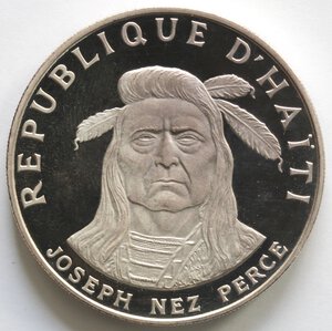 obverse: Haiti. Repubblica. 10 Gourdes 1971. Joseph Nez Perce. Ag 999. 