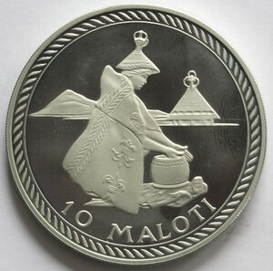 reverse: Lesotho. Moshoeshoe II. 1966-1996. 10 Maloti 1976. Ag 925. 