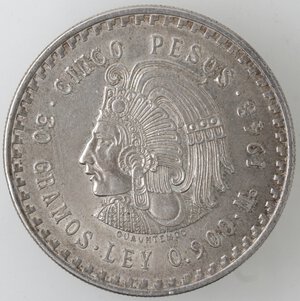 reverse: Messico. 5 Pesos 1948. Ag. KM 465. 