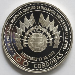 reverse: Nicaragua. 100 Cordobas 1975. Ag 925. 