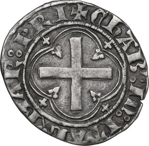 reverse: Amedeo VIII, Conte (1391-1416) - (1391-1398 reggenza di Bona di Borbone). Mezzo grosso chiablese IV tipo, Chambery e/o Nyon