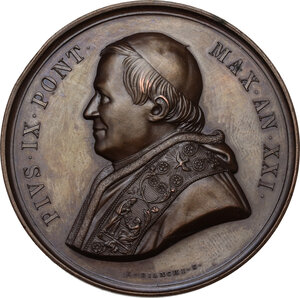 obverse: Pio IX  (1846-1878), Giovanni Mastai Ferretti. Medaglia A. XXI
