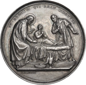 obverse: San Filippo Neri (1515-1595).. Medaglia 1883, per il 3° centenario del Miracolo di Paolo Massimo