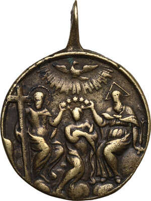 reverse: Medaglia devozionale con la raffigurazione del SS. Crocifisso di Sirolo, XVIII sec