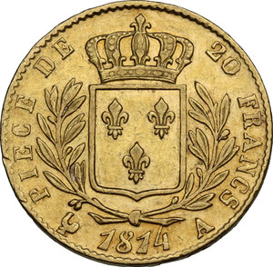 reverse: France.  Louis XVIII (1814-1824).. 20 Francs 1814 A, Paris mint