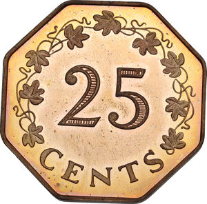 reverse: Malta.  Republic.. 25 Cents 1975
