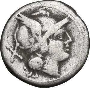 obverse: Rostrum Tridens (first) series. AR Denarius, c. 211-208 BC, Central Italy