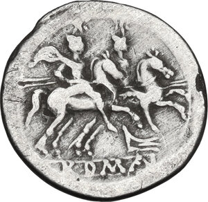 reverse: Rostrum Tridens (first) series. AR Denarius, c. 211-208 BC, Central Italy