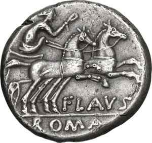 reverse: Decimius Flavus. . AR Denarius, 150 BC