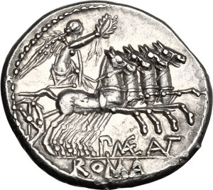 reverse: P. Maenius Antiaticus M. f. . AR Denarius, 132 BC