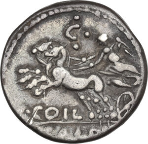 reverse: C. Coelius Caldus. . AR Denarius, 104 BC