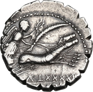 reverse: Ti. Claudius Ti. f. Ap. n. Nero.. AR Denarius serratus, 79 BC