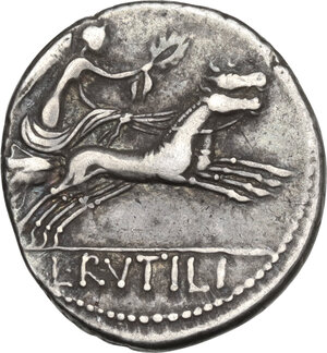 reverse: L. Rutilius Flaccus.. AR Denarius, 77 BC