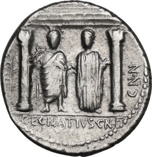 reverse: Cn. Egnatius Cn. f. Cn. n. Maxsumus.. AR Denarius, 75 BC