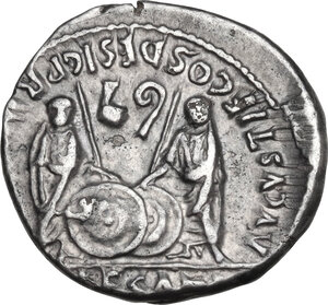 reverse: Augustus (27 BC - 14 AD).. Fourrée Denarius, Lugdunum mint. Struck 2 BC-4 AD