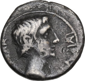 obverse: Augustus (27 BC - 14 AD).. AR Quinarius, uncertain Italian or Ephesus mint, 29-28 BC