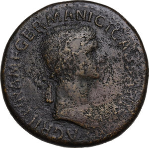 obverse: Agrippina Senior, wife of Germanicus and mother of Caligula (died 33 AD).. AE Sestertius, struck under Claudius