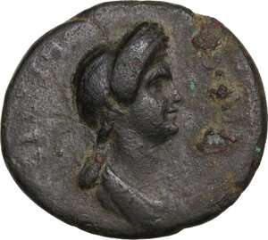 obverse: Julia Titi, daughter of Titus (Augusta 79-91 AD).. AE Assarion, Smyrna mint, Ionia. Lucius Mestrius Florus, proconsul