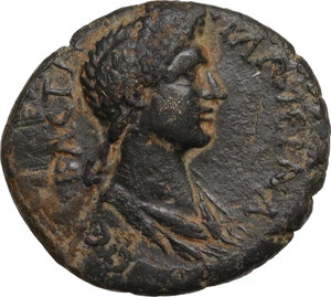 obverse: Plotina, wife of Trajan (died 129 AD).. AE 20 mm.  Philadelphia mint, Lydia