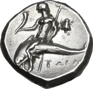 reverse: Southern Apulia, Tarentum. AR Nomos, 272-240 BC