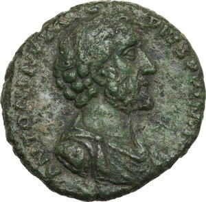 obverse: Antoninus Pius (138-161).. AE As, Rome mint, 157-158 AD
