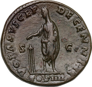 reverse: Antoninus Pius (138-161).. AE Sestertius, 143-144 AD