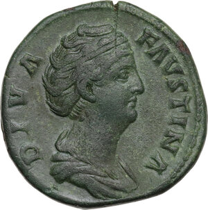 obverse: Faustina I, wife of Antoninus Pius (died 141 AD).. AE Sestertius, after 141 AD