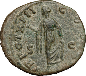 reverse: Marcus Aurelius as Caesar (139-161).. AE As, 158-159 AD