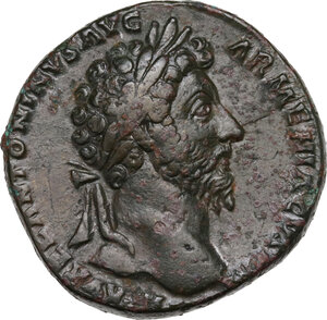 obverse: Marcus Aurelius (161-180).. AE Sestertius, 163-164 AD