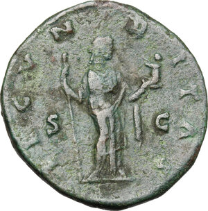 reverse: Faustina II, wife of Marcus Aurelius (died 176 AD).. AE As, struck under Marcus Aurelius