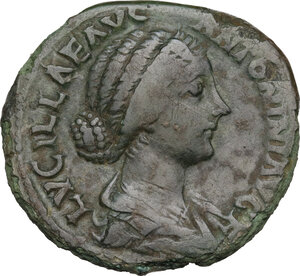 obverse: Lucilla, wife of Lucius Verus (died 183 AD).. AE Sestertius, struck under Marcus Aurelius