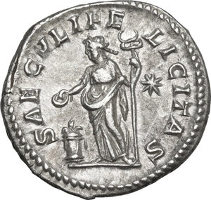 reverse: Julia Maesa, sister of Julia Domna (died 224 AD).. AR Denarius, struck under Elagabalus